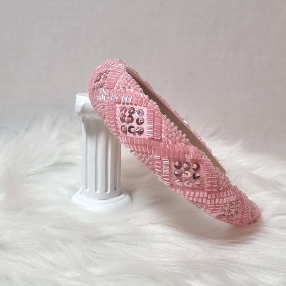 DIAMOND PATTERN PINK JEWELED rhinestone sequin headband